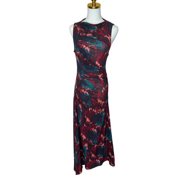 Ulla Johnson Fall Abstract Midi Dress SMALL Bodycon Ruched Career Designer $520 - Picture 4 of 14
